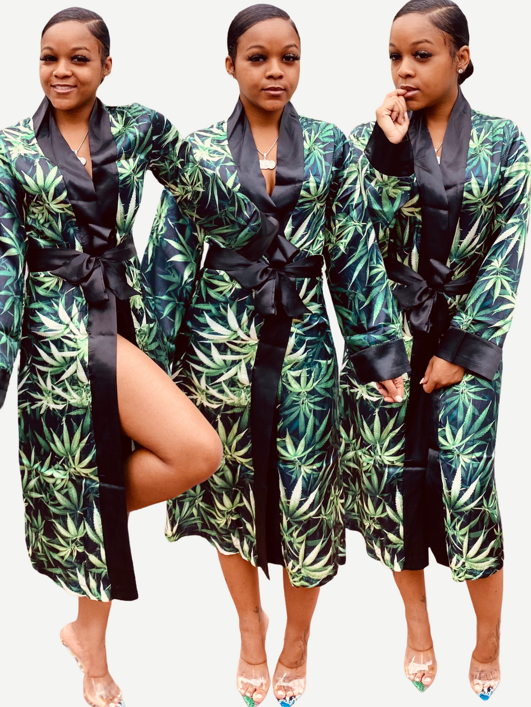 Luxury Green Leaf Robe